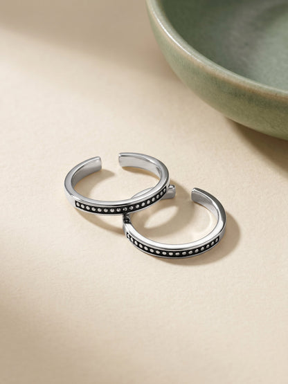 Oxidised Silver Bead Toe Rings