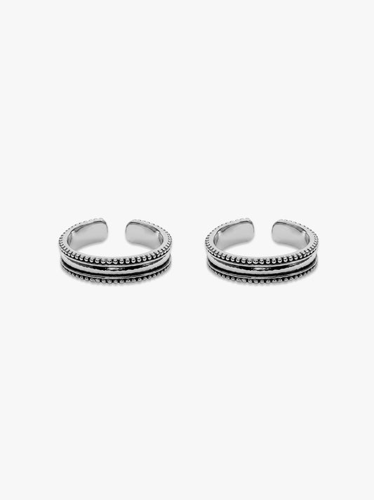 Oxidised Silver Layered Bead Toe Ring