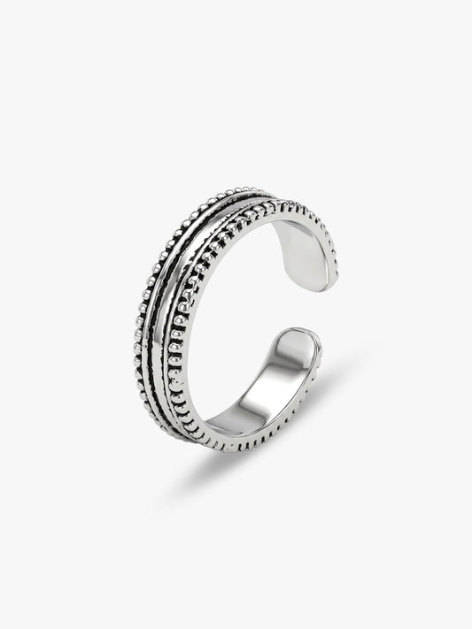 Oxidised Silver Layered Bead Toe Ring