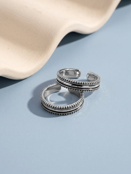 Oxidised Silver Layered Bead Toe Ring
