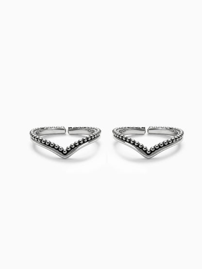 Oxidised Silver Wishbone Toe Rings