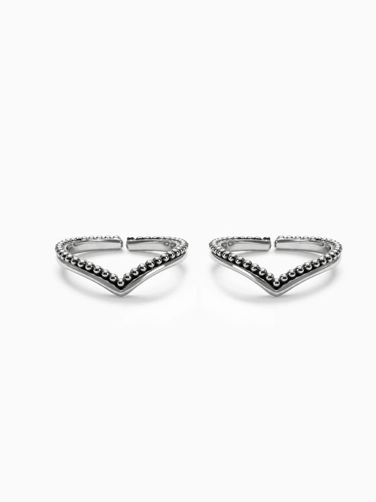 Oxidised Silver Wishbone Toe Rings