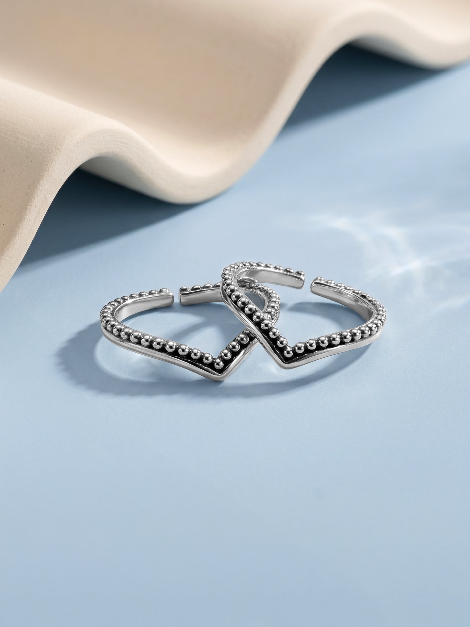 Oxidised Silver Wishbone Toe Rings