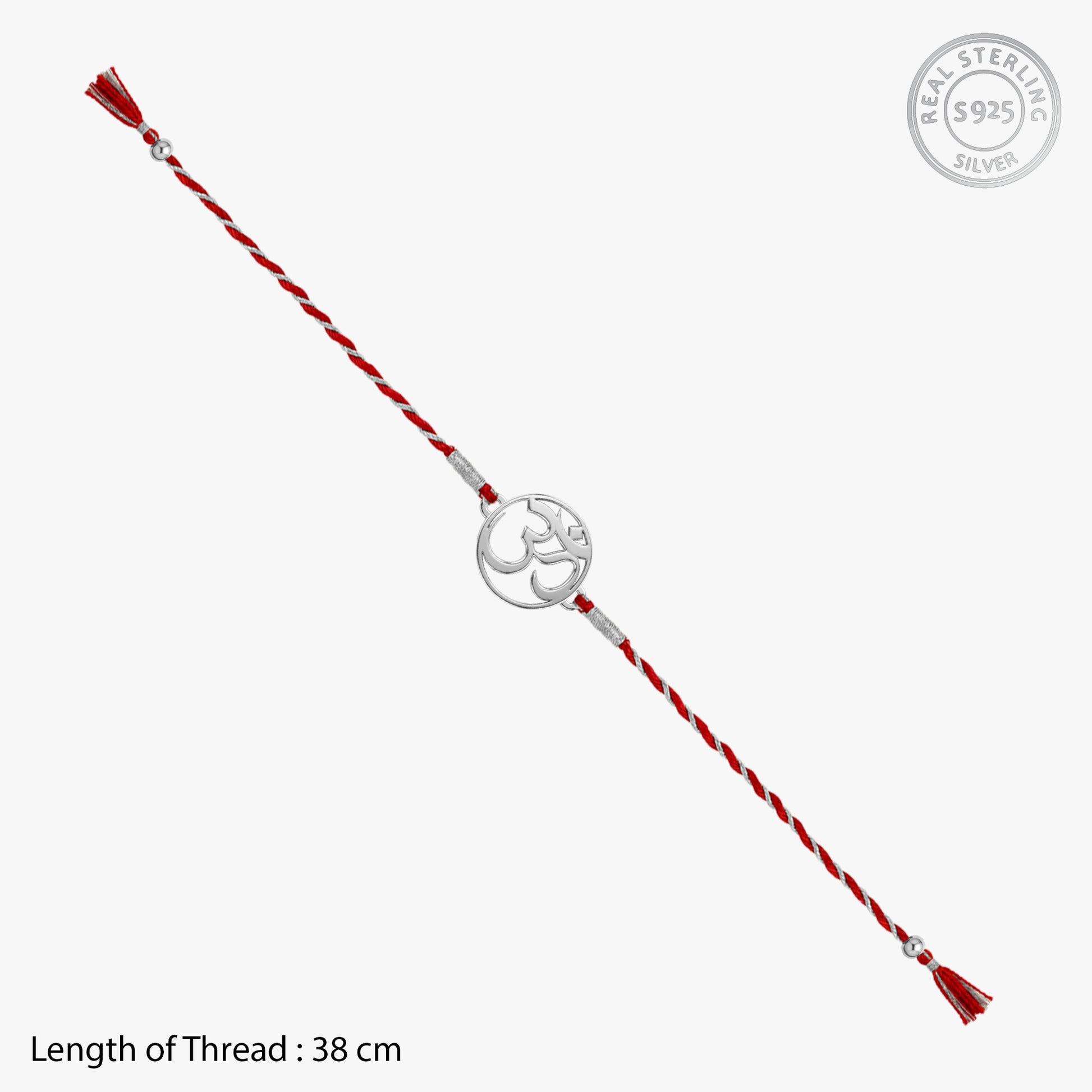 Silver Om & Ganesha Rakhi Combo (Set of 2)