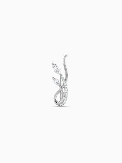Silver Curvy Leaf Brooch For Him