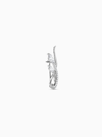 Silver Curvy Leaf Brooch For Him