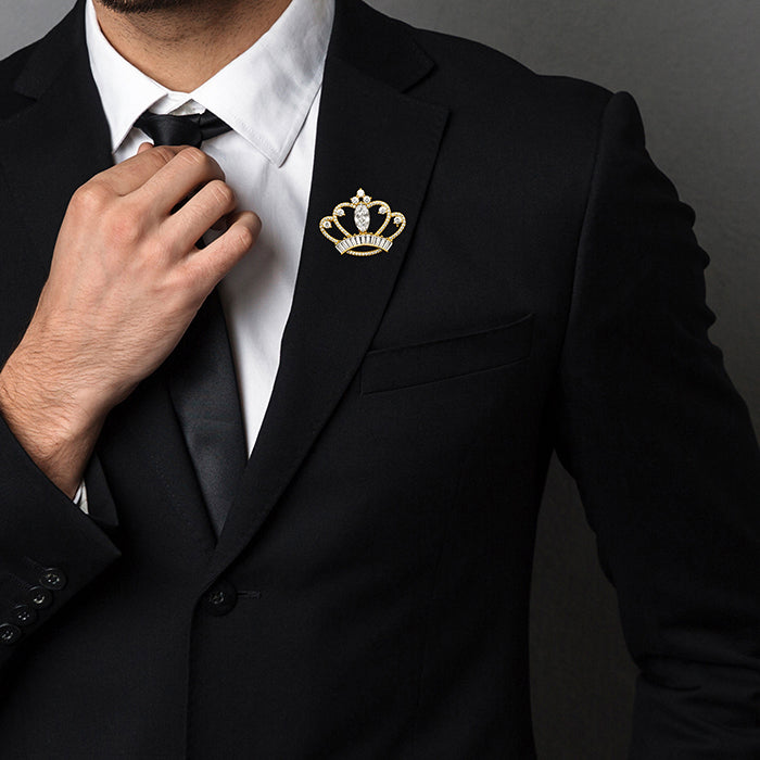 Golden Pride Crown Brooch For Him