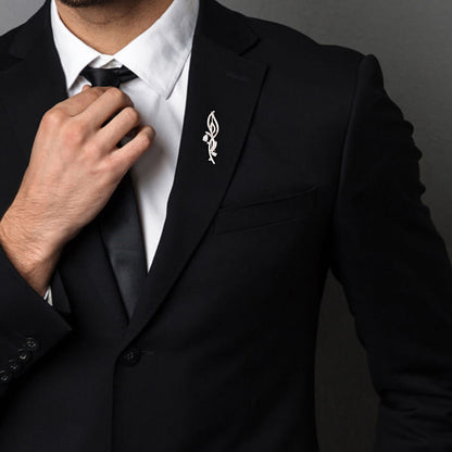 Silver Wavy Brooch For Him