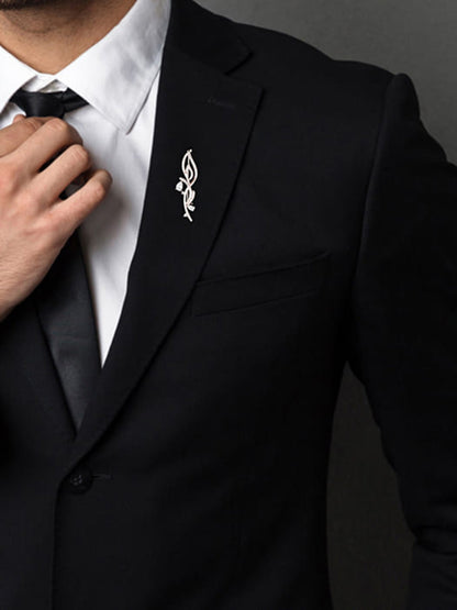 Silver Wavy Brooch For Him