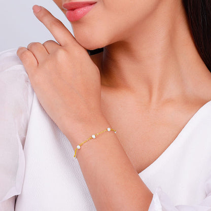 Golden Delicate Pearl Bracelet