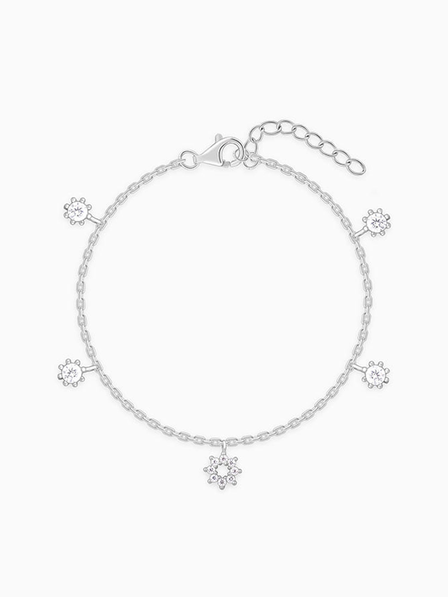 Silver Flower Charm Bracelet