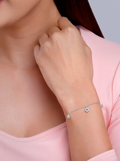 Silver Flower Charm Bracelet