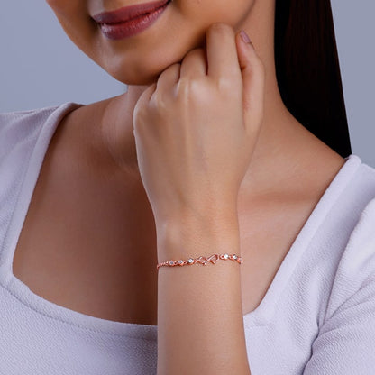 Rose Gold Glittering Bow Bracelet