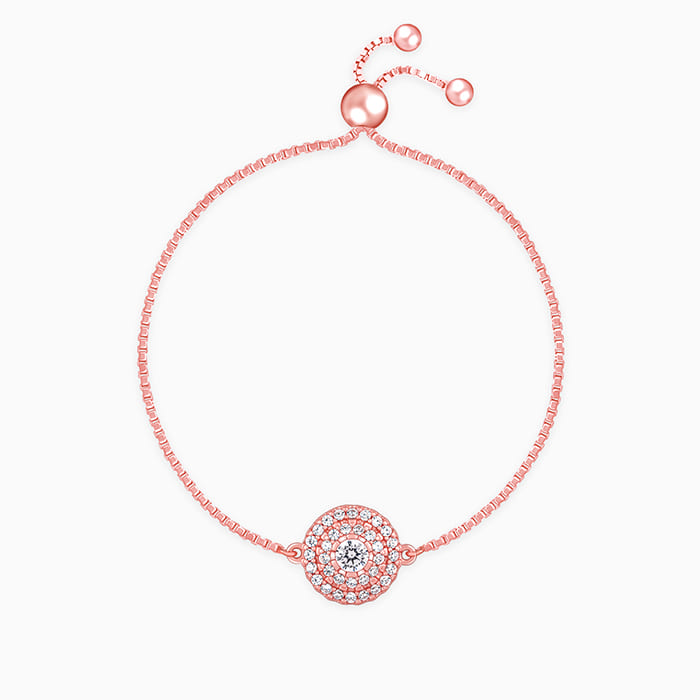 Rose gold triple circle bracelet with zircon details







