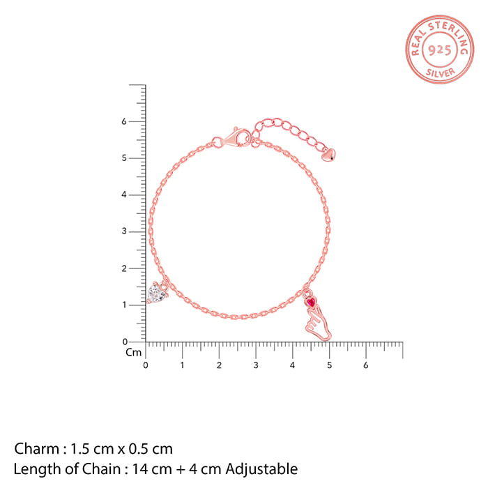 Rose gold hand emoji bracelet with heart-shaped stone and zircon details






