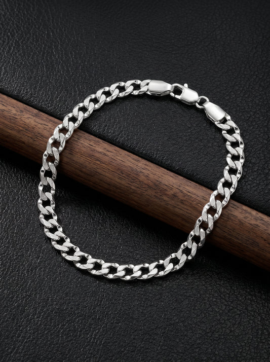 Silver Sleek Iced Bracelet For Him