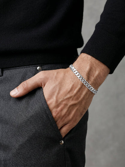 Silver Sleek Iced Bracelet For Him