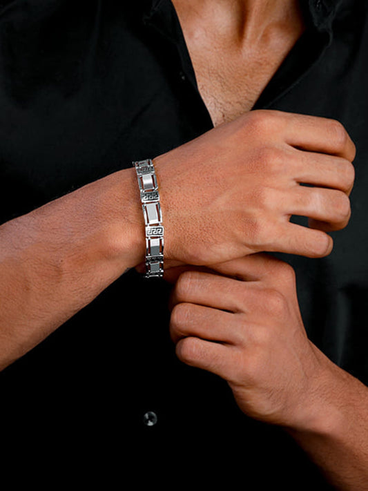 Silver Wave Bracelet For Him