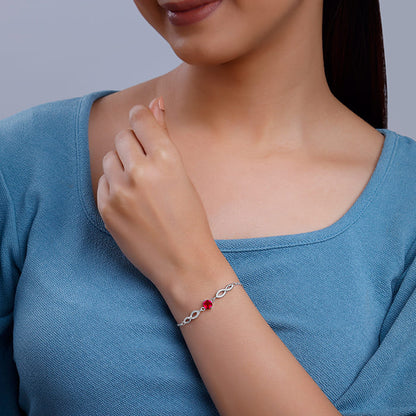 Silver Red Rebel Bracelet