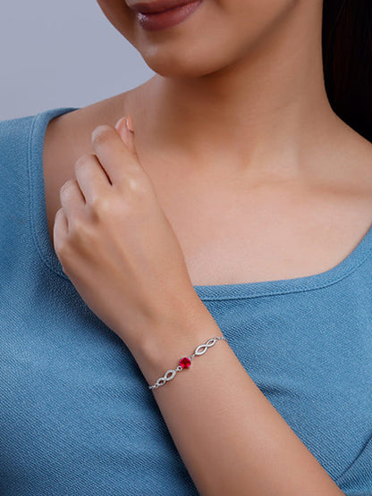 Silver Red Rebel Bracelet