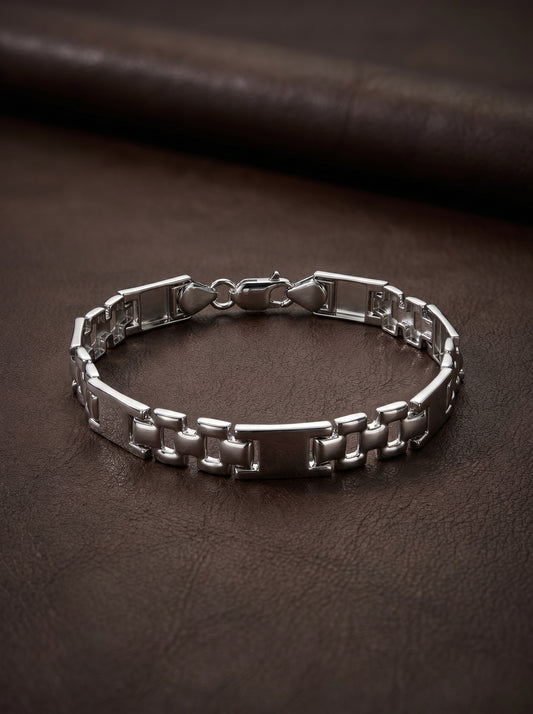 Silver Classic Rectangle Bracelet For Him