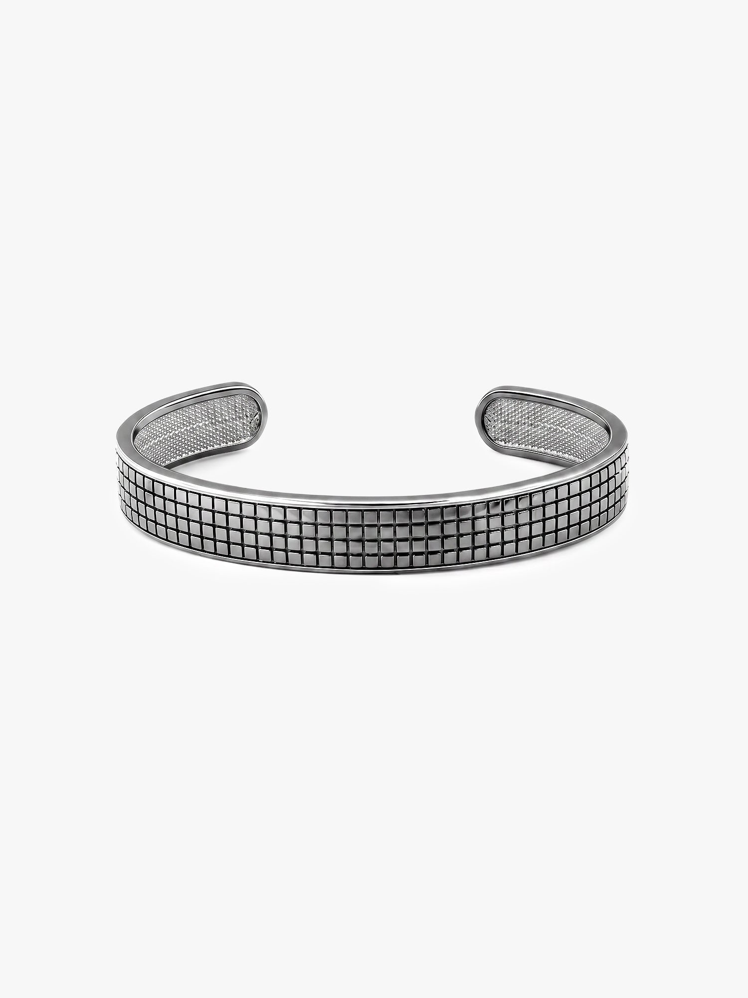 Aditya Roy Kapur Black Rhodium Textured Kada For Him