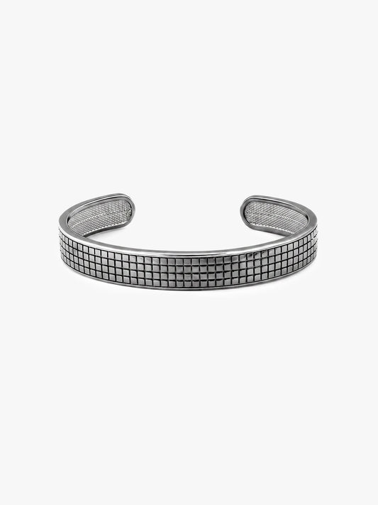 Aditya Roy Kapur Black Rhodium Textured Kada For Him