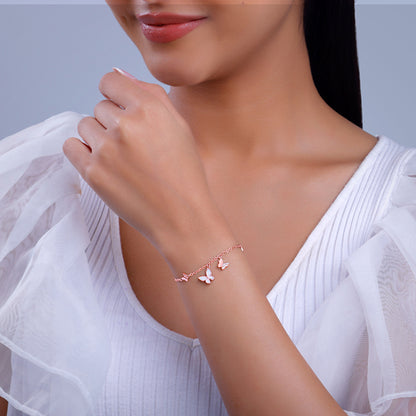 Rose Gold Twirly Butterfly Bracelet