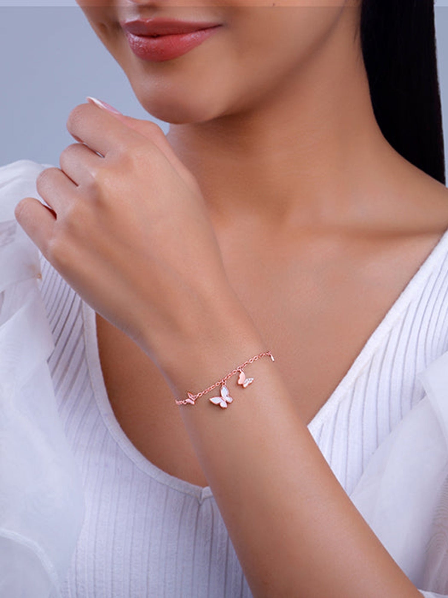 Rose Gold Twirly Butterfly Bracelet