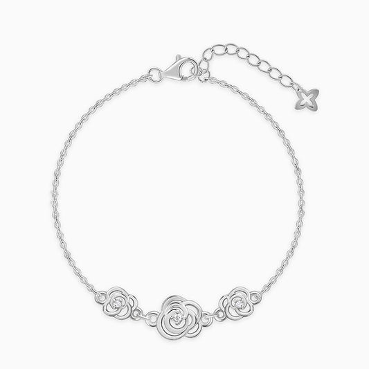 Silver Sparkling Roses Bracelet