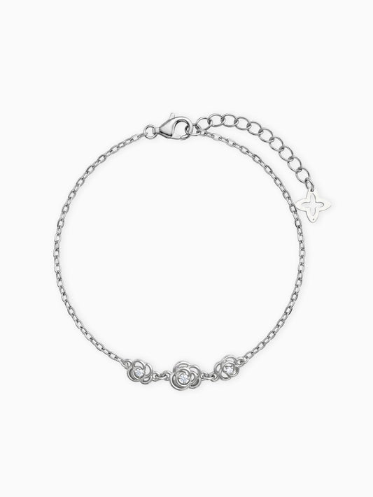 Silver Sparkling Roses Bracelet