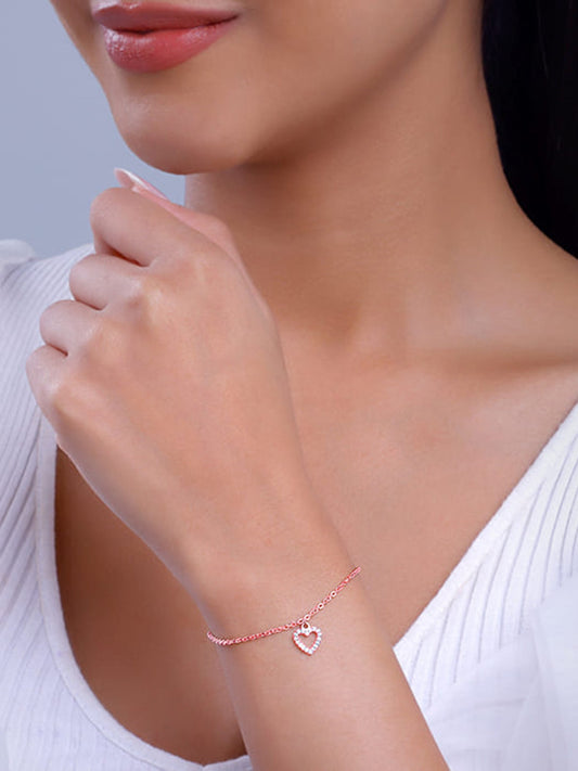Rose Gold Heart Hooked Bracelet