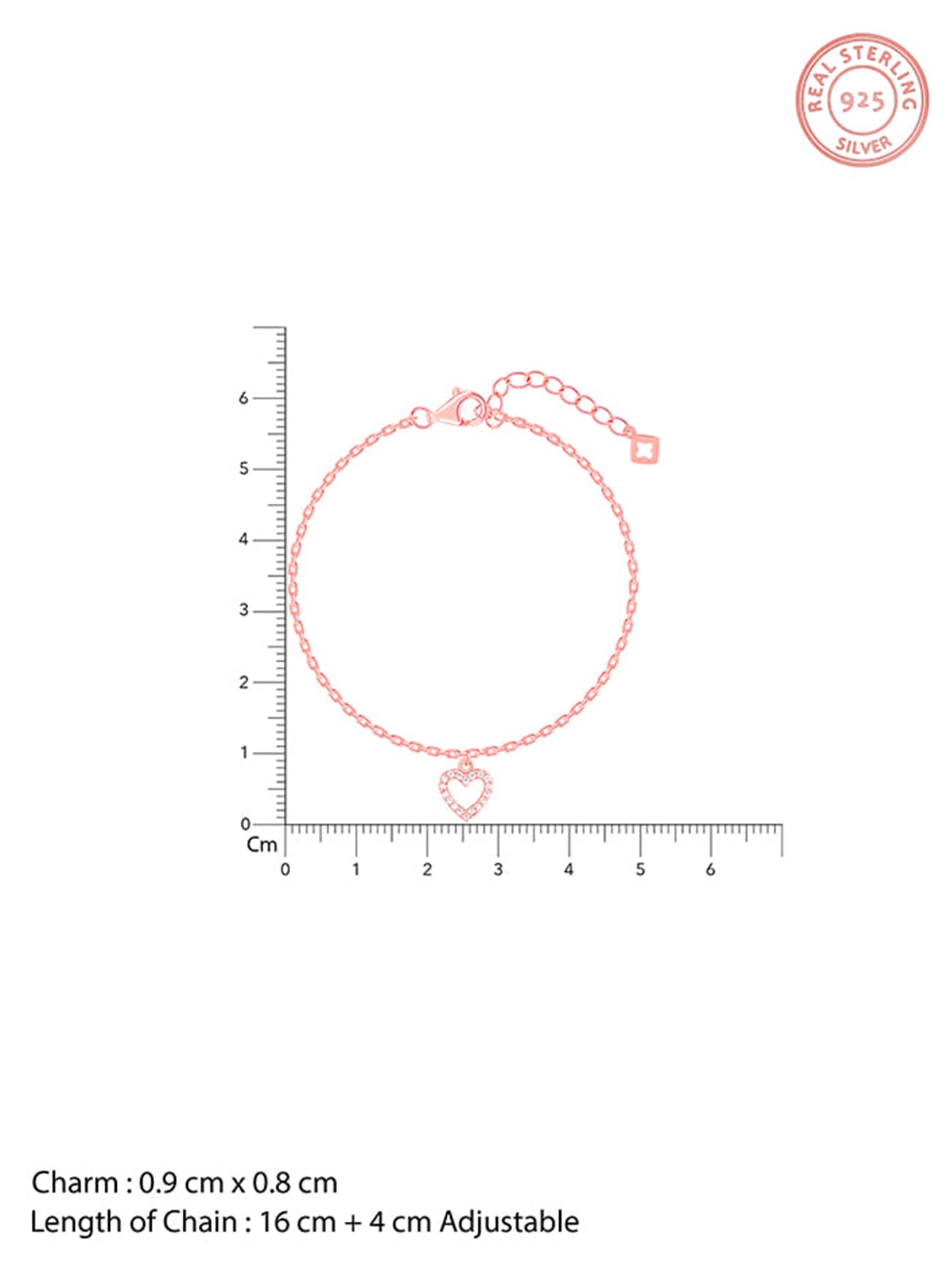 Rose Gold Heart Hooked Bracelet