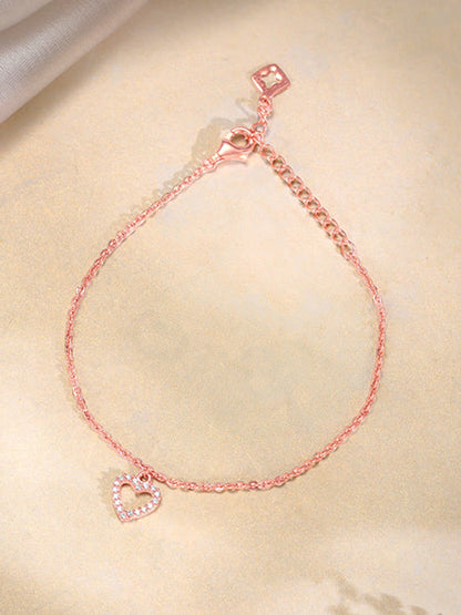 Rose Gold Heart Hooked Bracelet