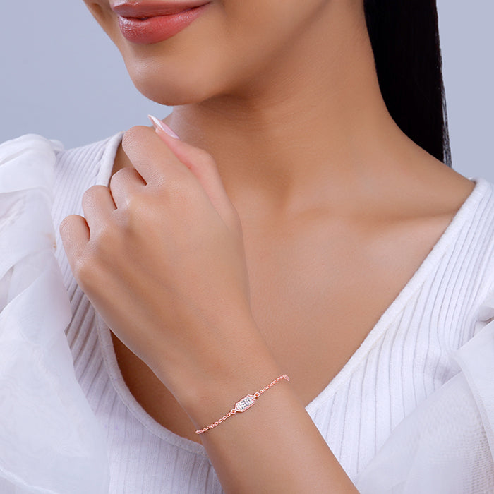 Rose Gold Modern Hexagon Bracelet - view 3