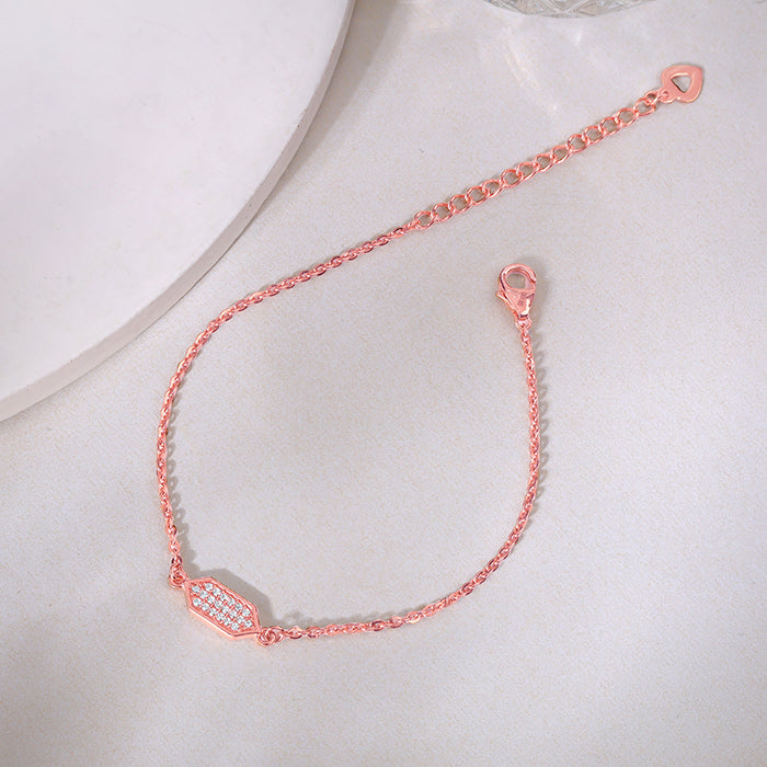 Rose Gold Modern Hexagon Bracelet - view 2