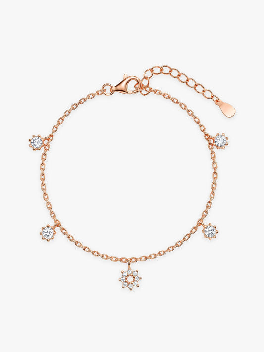 Rose Gold Flower Charm Bracelet