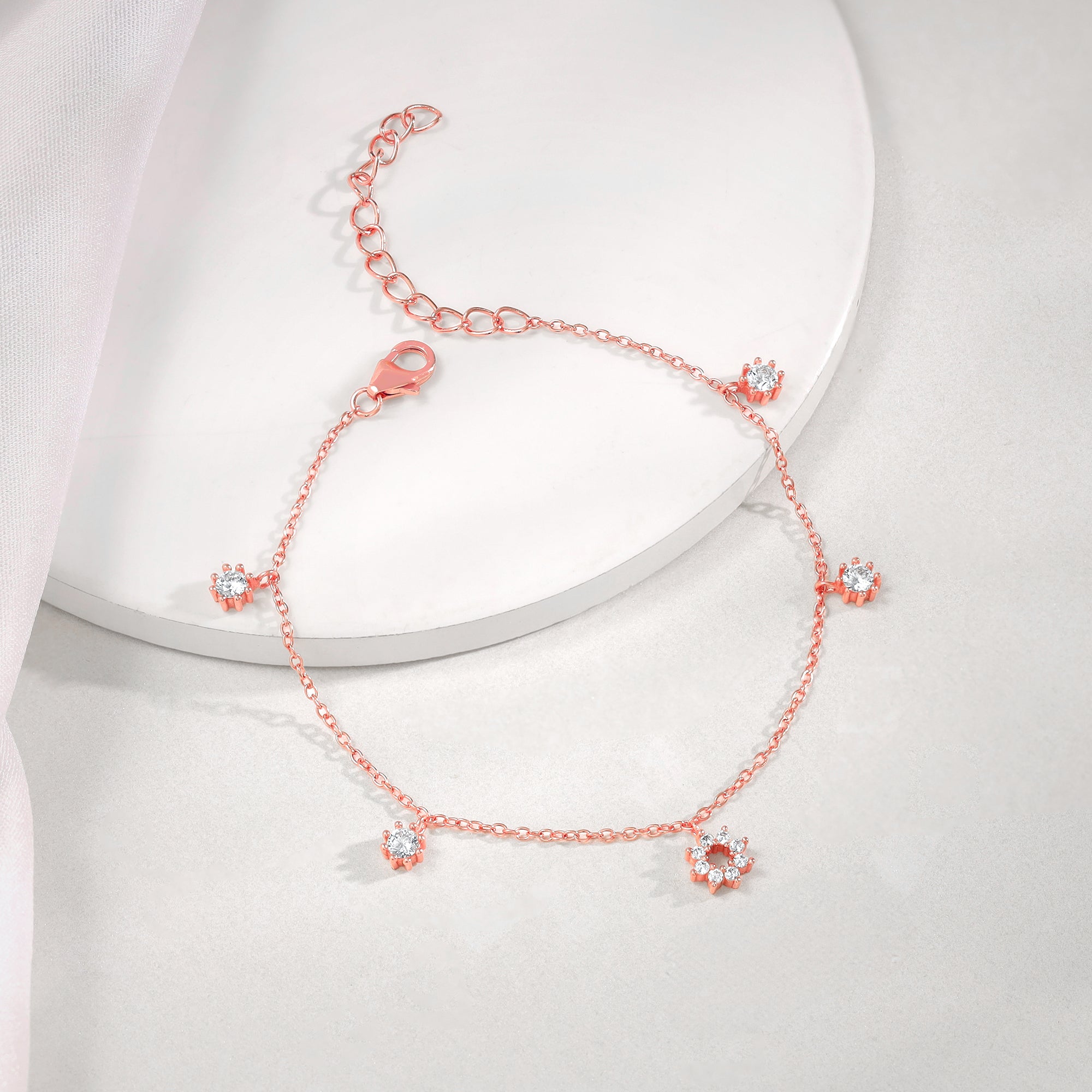 Anushka Sharma Rose Gold Flower Charm Bracelet - Image 1