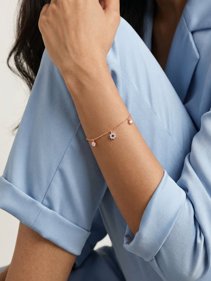 Rose Gold Flower Charm Bracelet