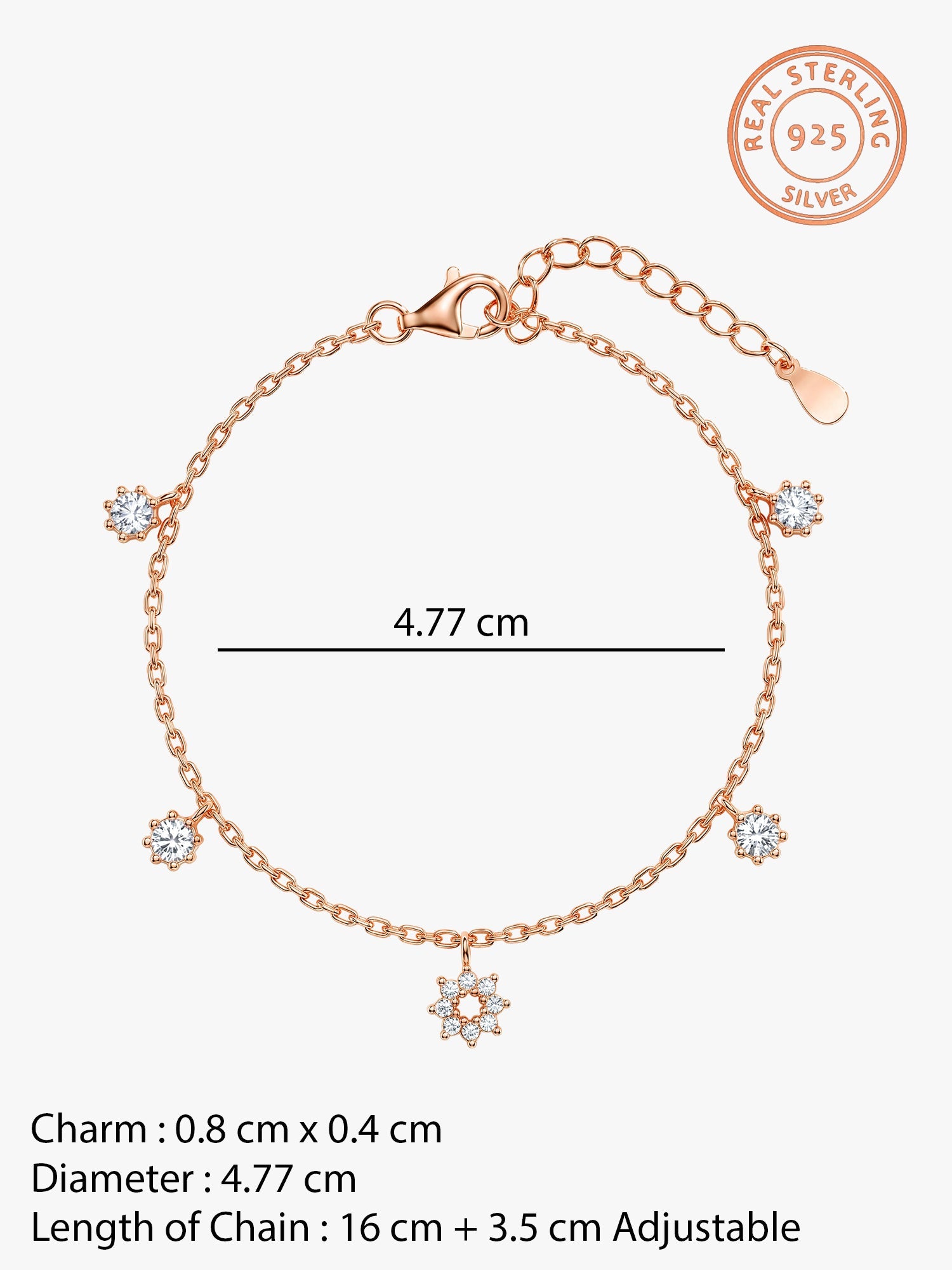 Rose Gold Flower Charm Bracelet