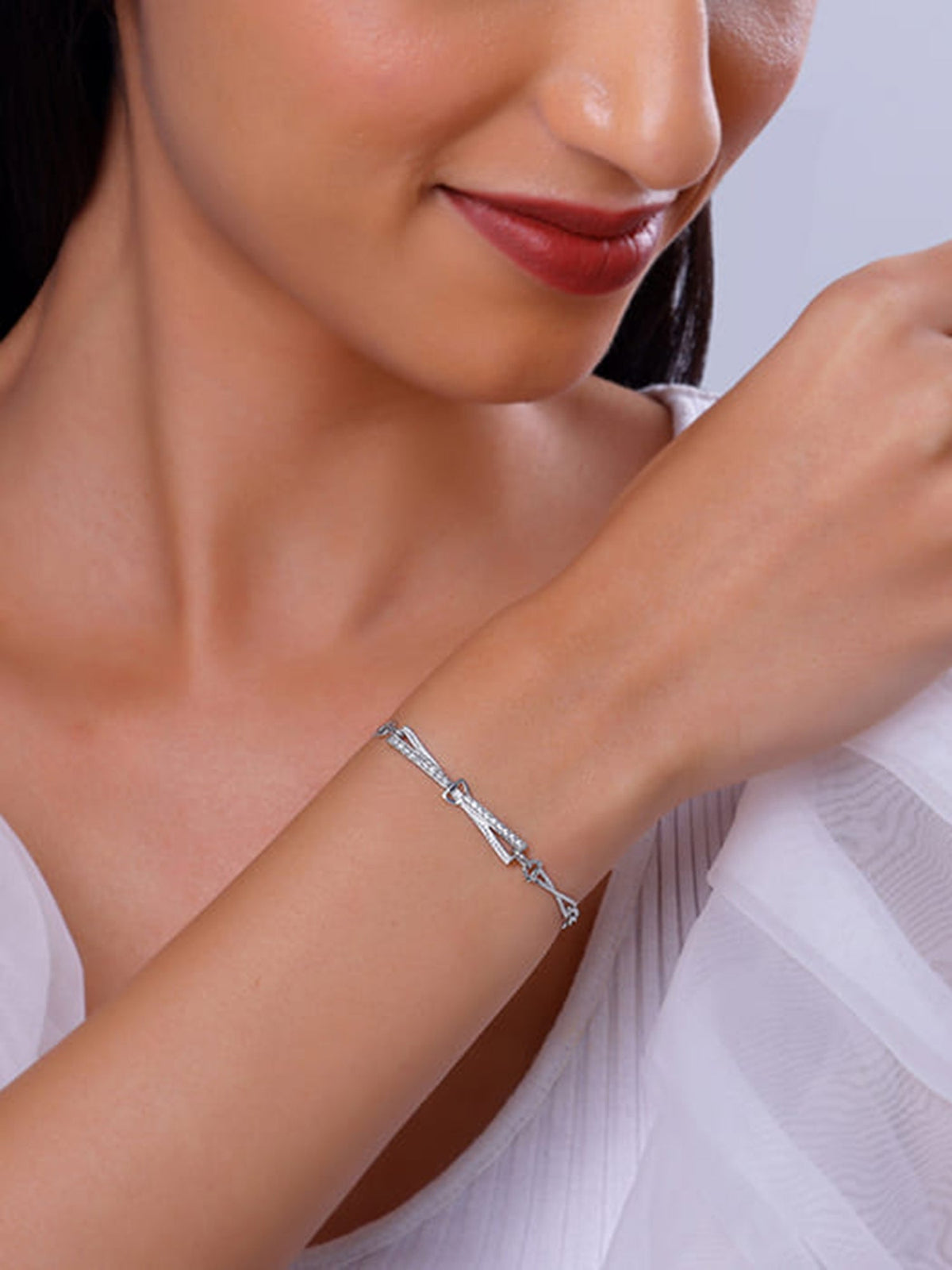 Silver Crystal Beam Bracelet
