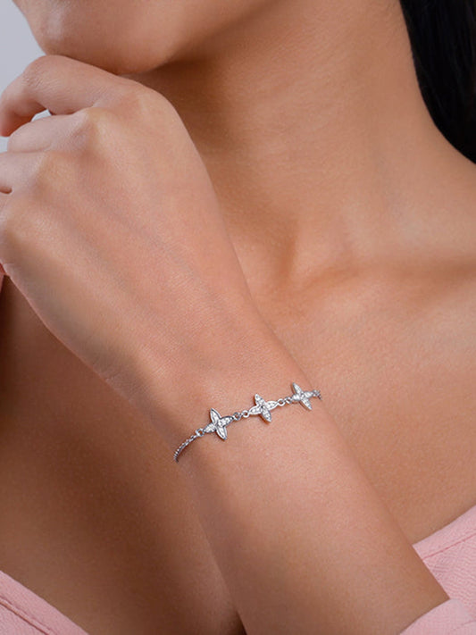 Silver Flower Sparkle Bracelet