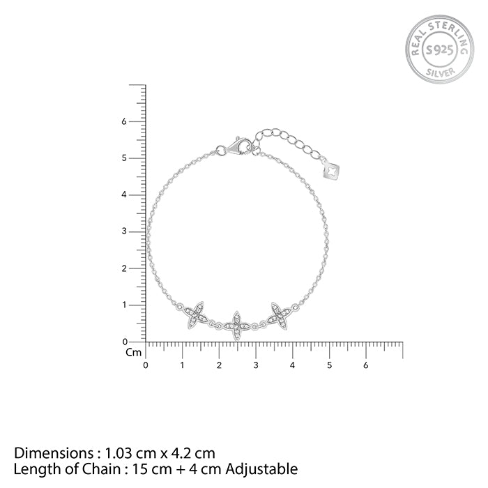 Silver Flower Sparkle Bracelet- Silver Bracelet For Women