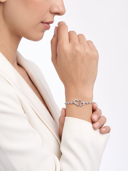 Silver Duoheart Bracelet
