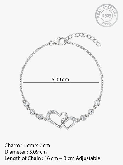 Silver Duoheart Bracelet