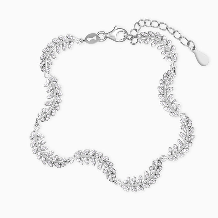 Silver Woven Leaf Bracelet - Image 1
