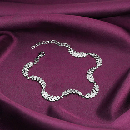 Silver Woven Leaf Bracelet