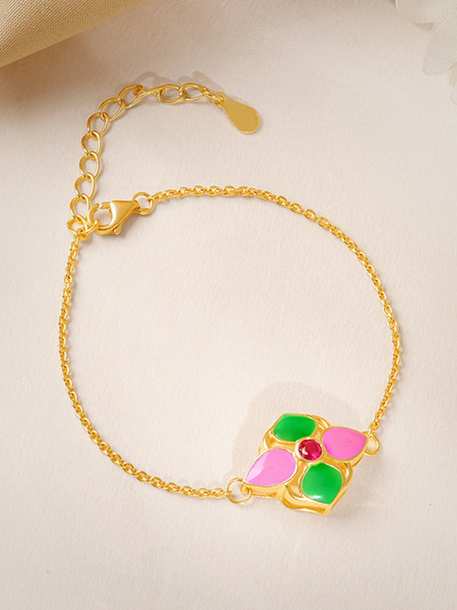 Golden Blissful Floral Bracelet Rakhi