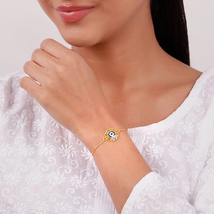 Golden Circular Evil Eye Bracelet Rakhi