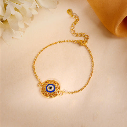 Golden Circular Evil Eye Bracelet Rakhi